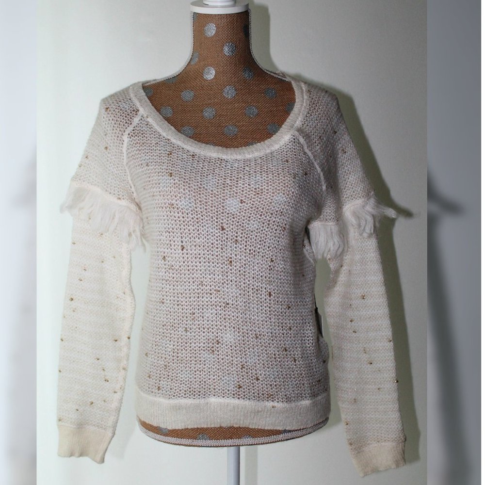 NWOT THREE DOTS Knit Fringe Sweater Small